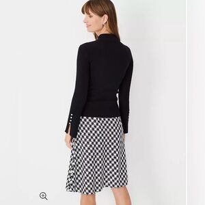 Ann Taylor Pearlized Button Cuff Ribbed Sweater